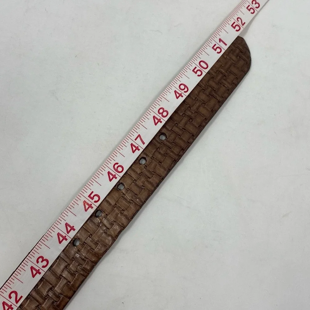 Vtg‎ W Kleinberg Belt Mens 46 Brown Embossed Basketweave Made in USA